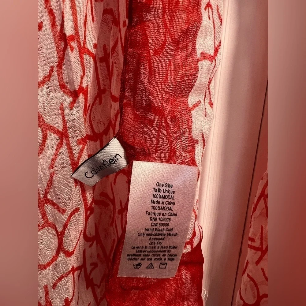 Calvin Klein Logo Red Scarf